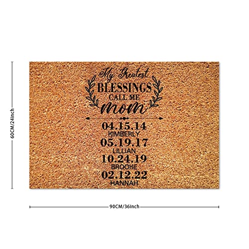 My Greatest Blessing Call Me Mom Coir Doormat Family Love Door Mats Rustic Natural Fibers Non Slip Doormat Decorative for Outside Home High Traffic Area Housewarming Gift 16x24in