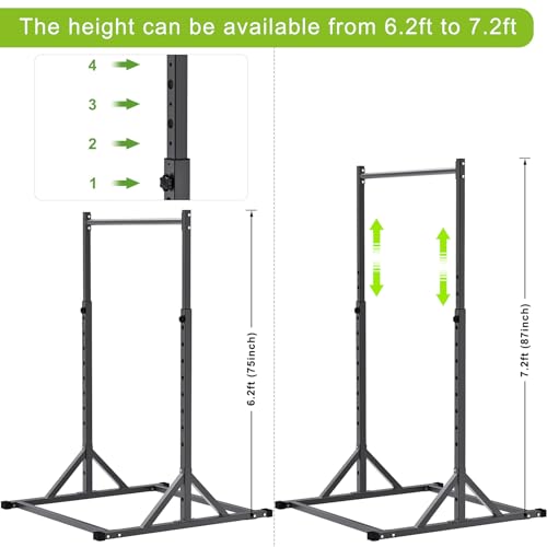 SELEWARE Adjustable Pull Up Station, Multifunction Pull Up Bar, Fully Welded, 500 lbs Capacity, Power Tower Dip Station for Home Gym