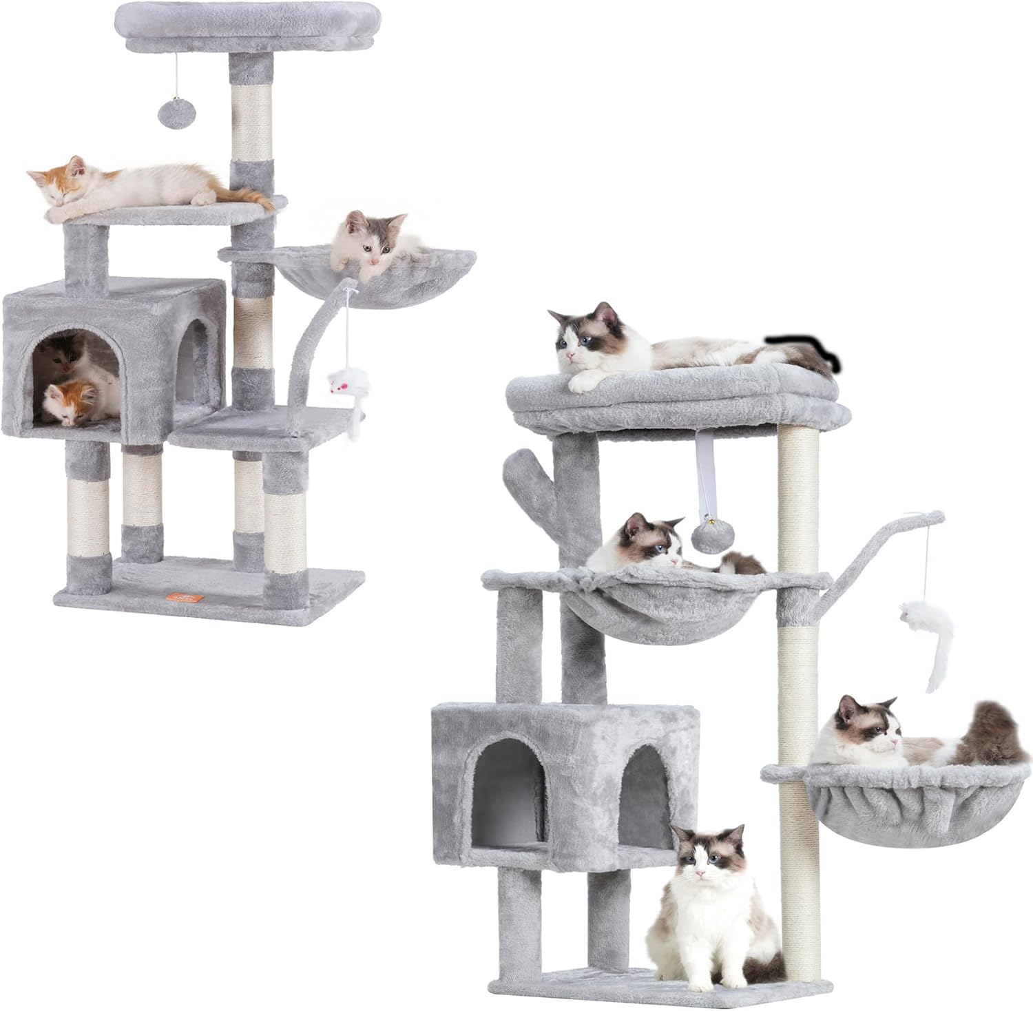 Heybly Cat Tree, 39.4 Inches Cactus Tower Condo with Scratching Post, Cat Tower for Indoor Cats, Fully Wrapped Sisal Pole, Soft Platform, 2 Baskets and Dangling Toy