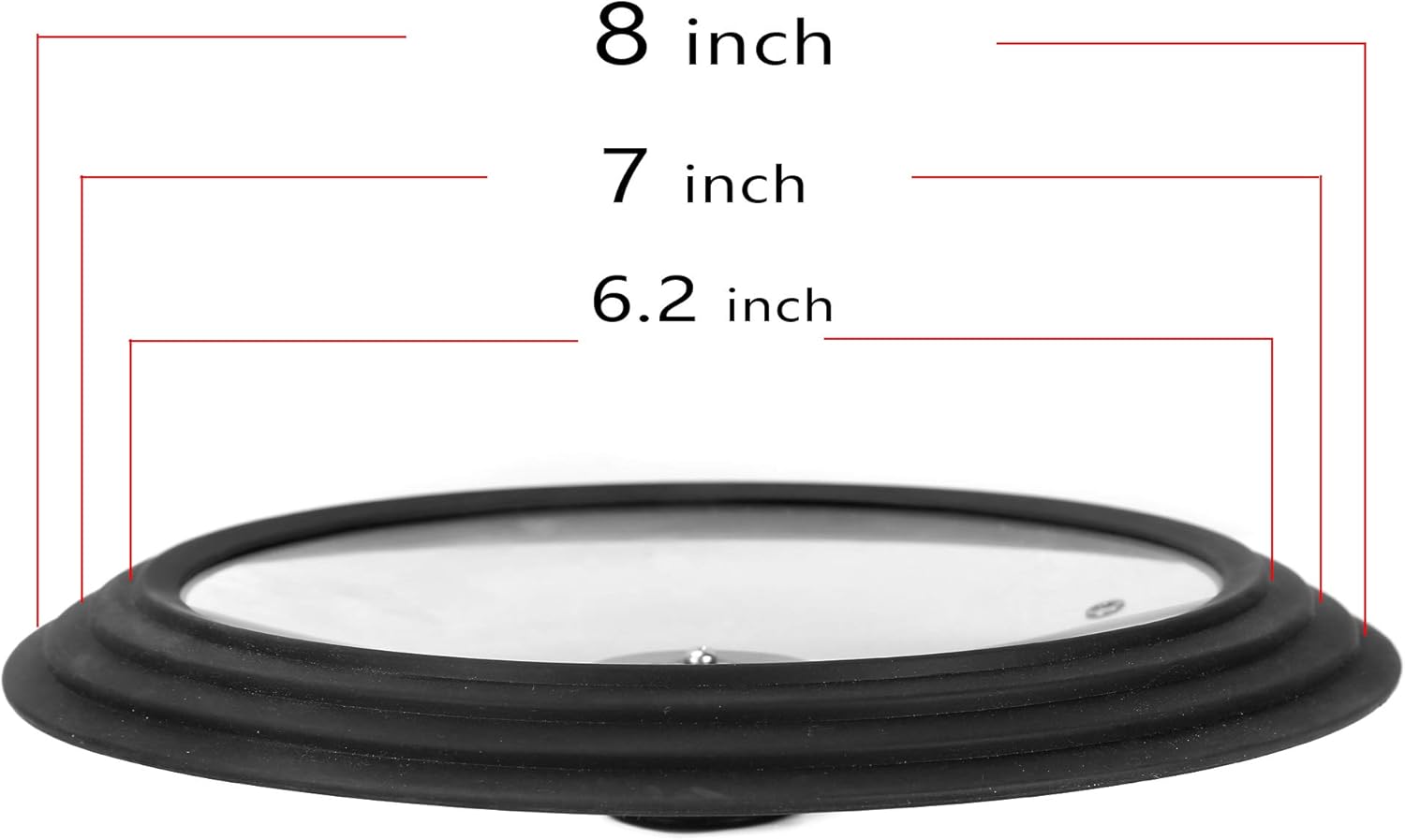 Universal Lid for Pans,Pots and Skillets Tempered Glass with Food grade silicone Rim Heat Resistant konb Fits 6.2 7 7.8 inch Cookware (16/18/20cm) Small Black