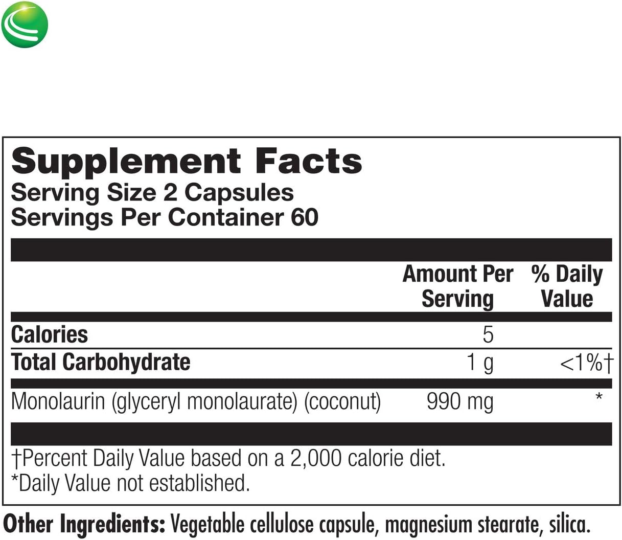 Nutra BioGenesis - Monolaurin - Vegan, Gluten Free, Non-GMO - 120 Capsules