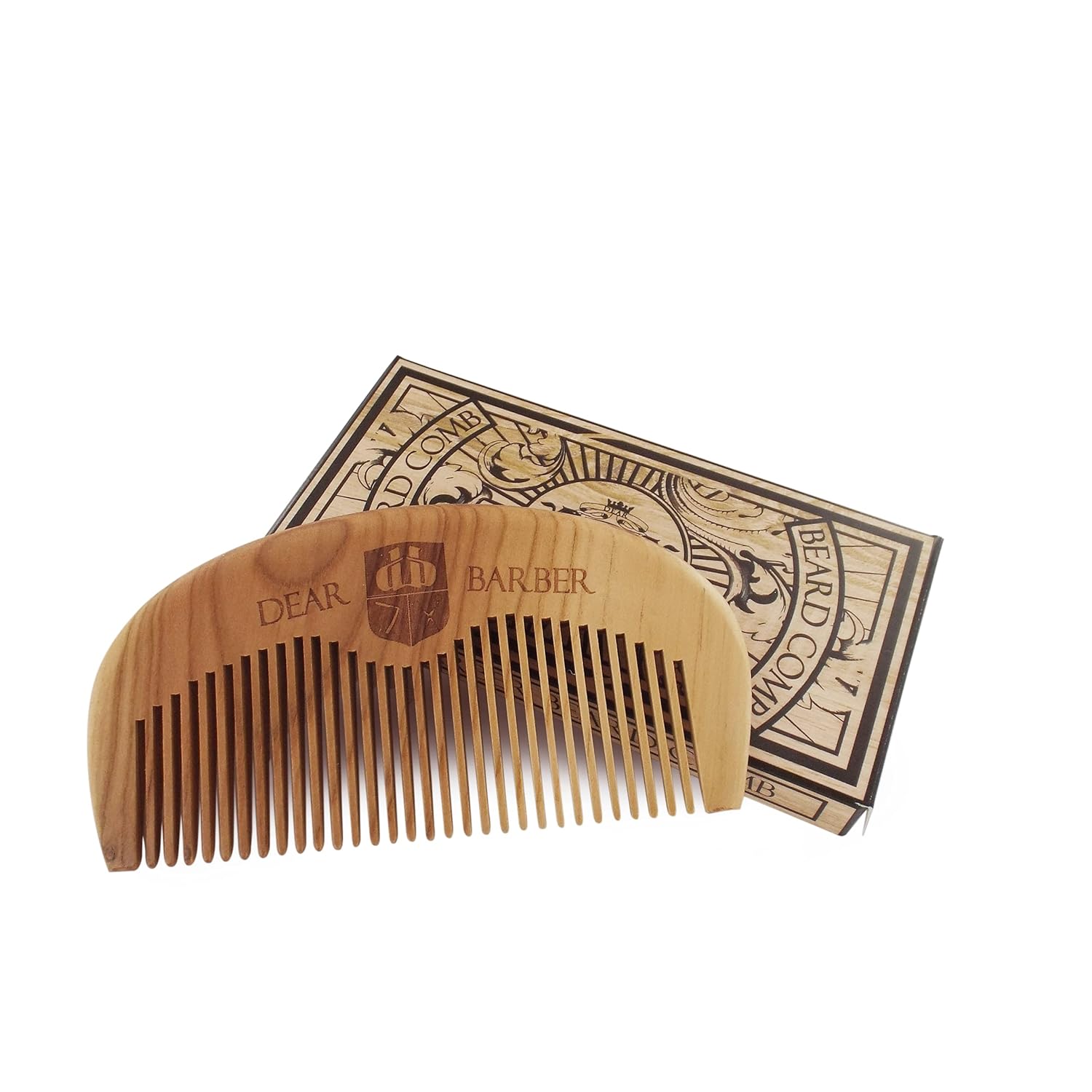 Dear Barber Men's Beard Comb Crafted From Pear Wood Keeps Beard and Moustache Well Groomed