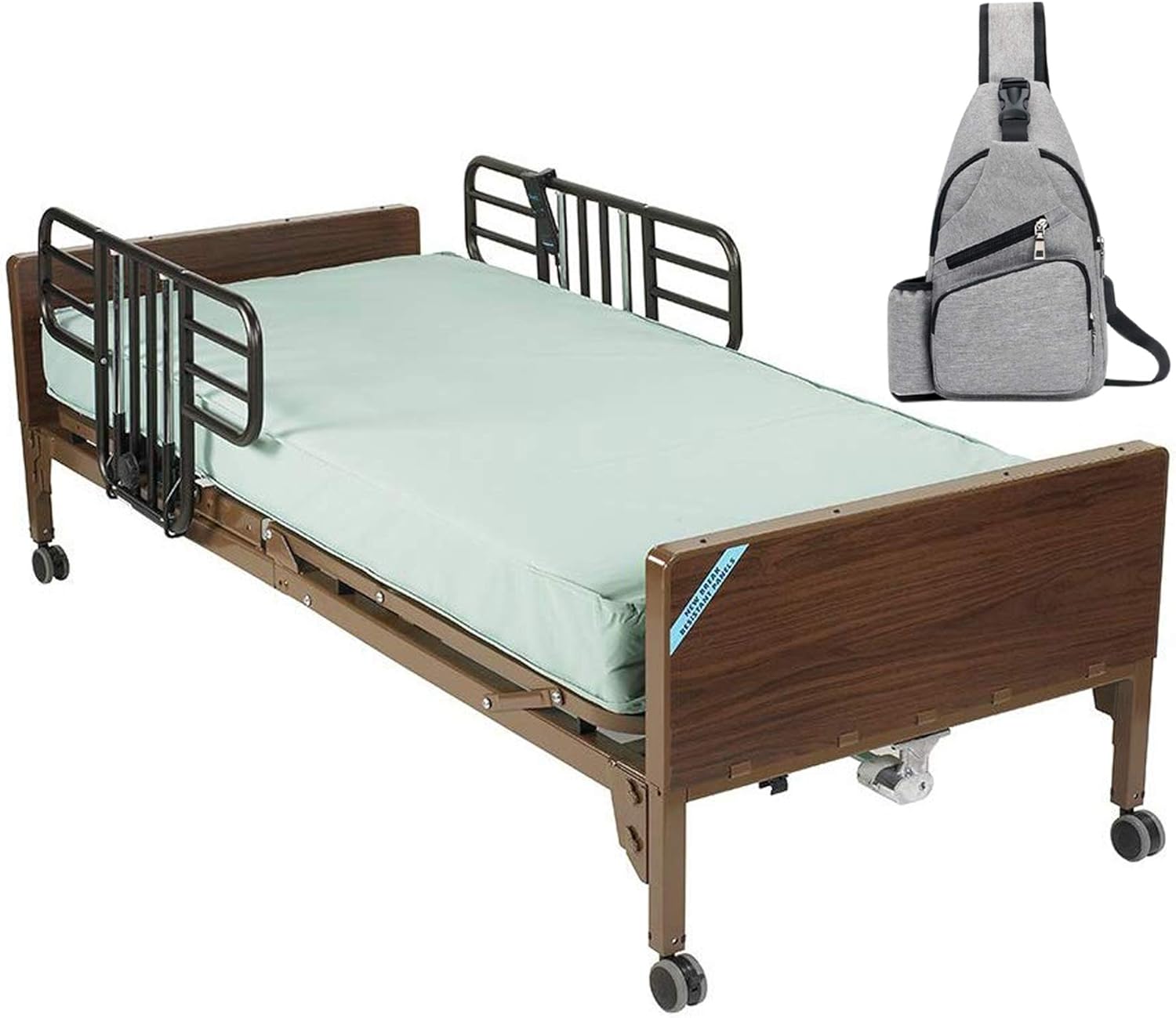 Drive Delta Ultra Light Full Electric Hospital Bed with Half Rails and 80