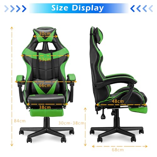 Soontrans White Gaming Chairs with Footrest,Ergonomic PC Computer Game Chair,Home Office Desk Chair with Headrest and Lumbar Support Gamer Chair for Adult