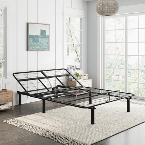 E100 Queen Size Adjustable Bed Frame with Wire Remote for Head Lift, Electric Adjustable Beds with 12 inch Legs and Premium Quiet Motor, Easy Assembly