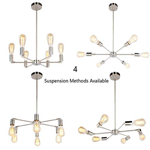 4 Lights Modern Globe Pendant Light Fixture Mid Century Chandelier G9 Bulb Brushed Brass Finished White Globe Glass Shade Dining Kitchen Living Room Lighting (Gold)