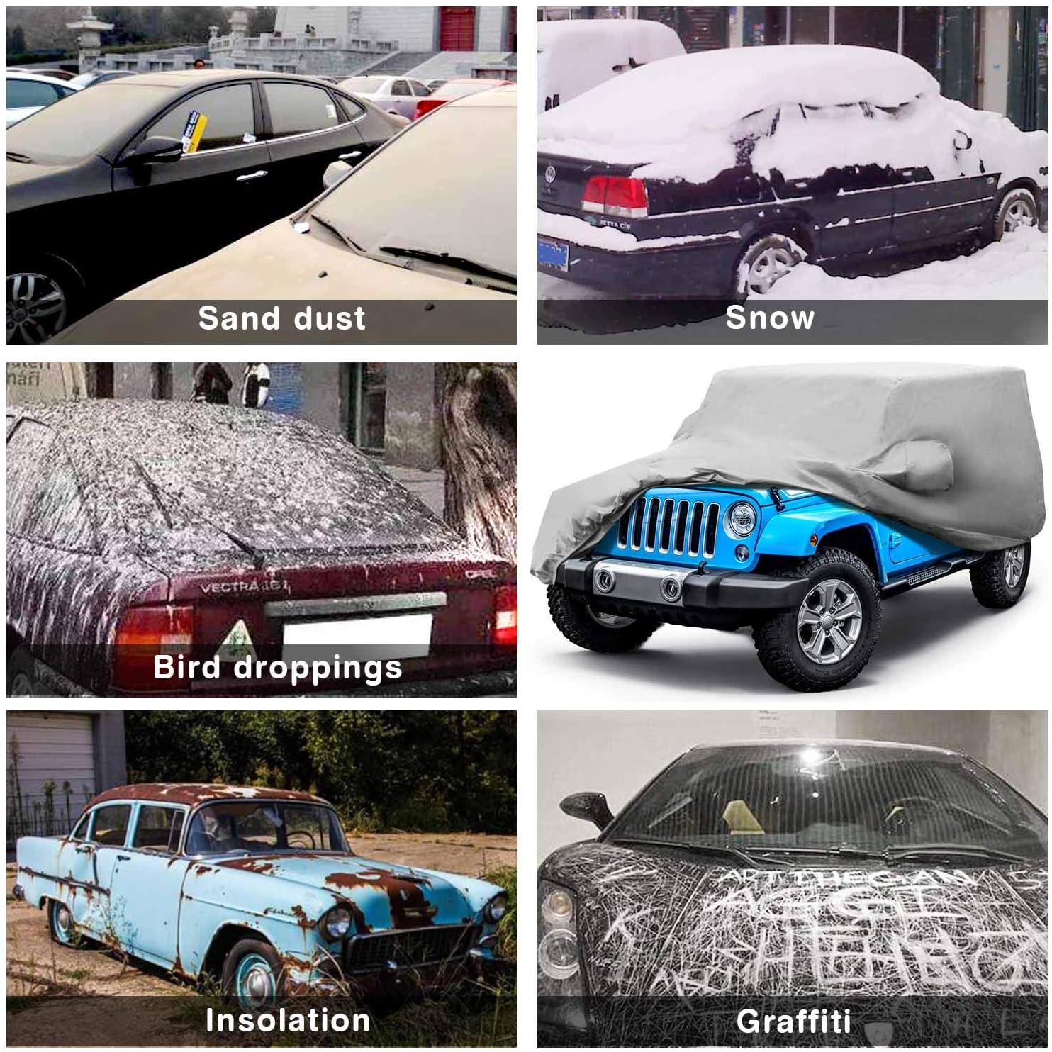 Leader Accessories Xtreme Guard Car Cover Waterproof All Weather Compatible for Jeep Wrangler 2 Door CJ,YJ, TJ,&JK