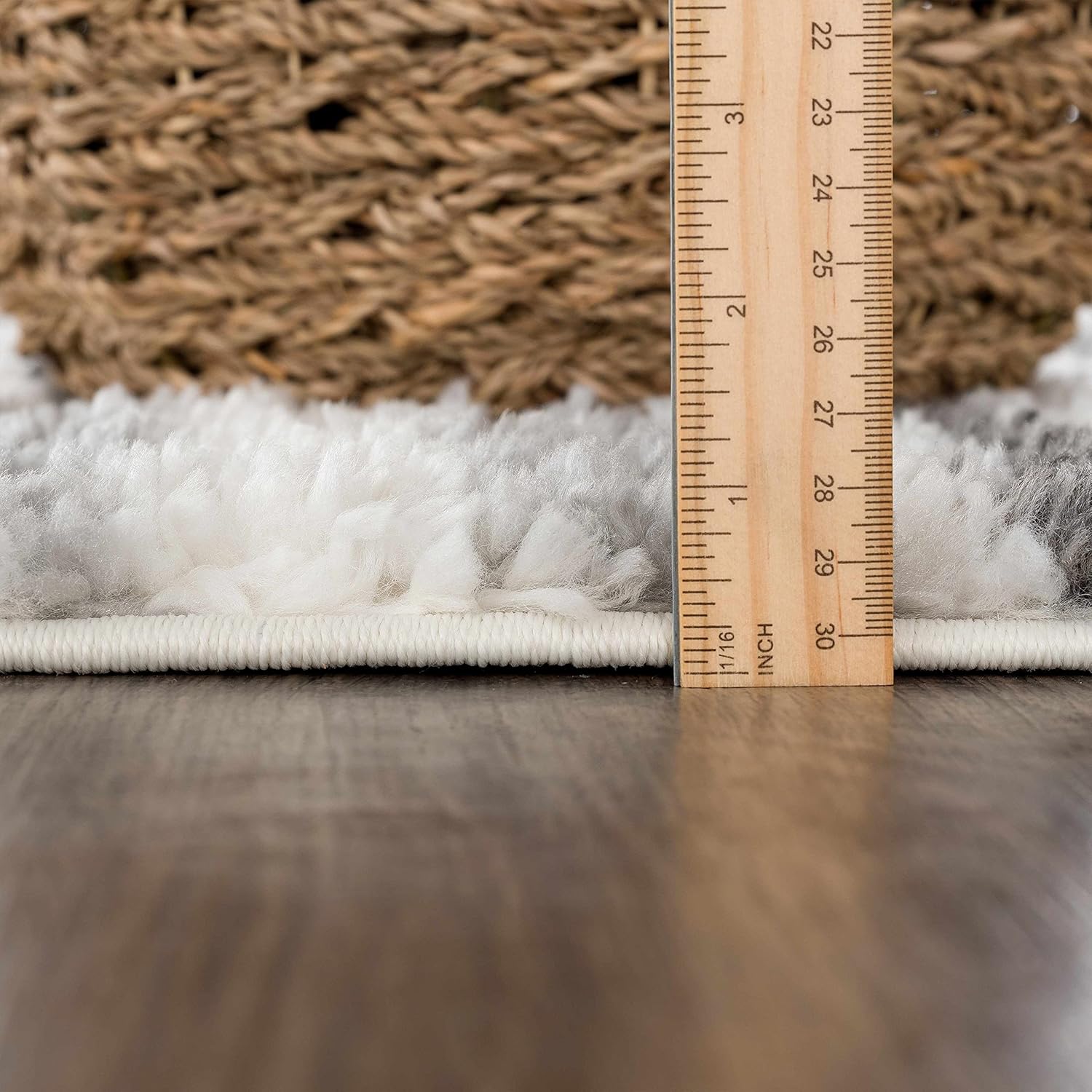 Hauteloom Lux Shag - Moroccan Farmhouse Living Room Shaggy Area Rug - Bohemian Shag Rug - Plush High Pile - Southwestern Boho Soft Carpet - Tribal Aztec - Grey, Off White, Beige - 5'3