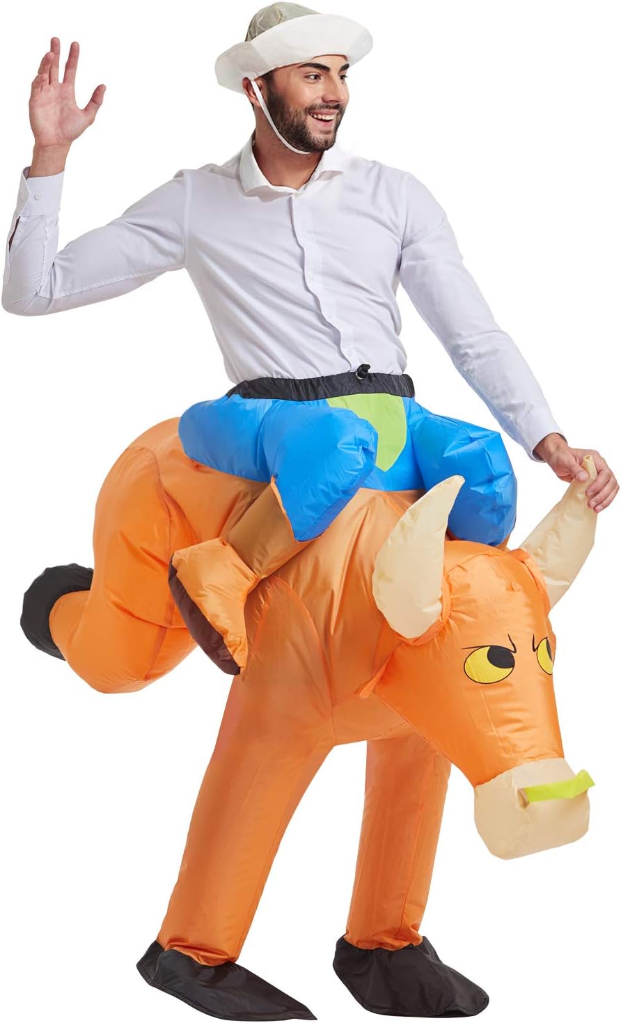 TOLOCO Inflatable Bull Costume for Adults Bull Inflatable Costumes Ride on Inflatable Halloween Costumes Blow up Costume Animal Cosplay Costumes