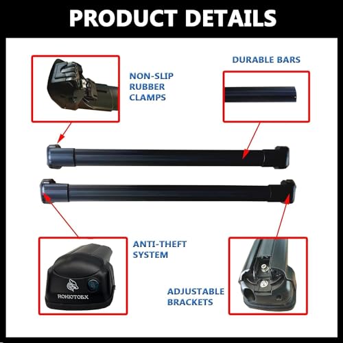 ROKIOTOEX Cobra Roof Rack Crossbars Fit for 2022-2024 Subar-u Outback Wilderness Raised Side Rails, Cross Bars for Rooftop Cargo Box Luggage, Ski Board, Bike Carrier – Black CJ4035