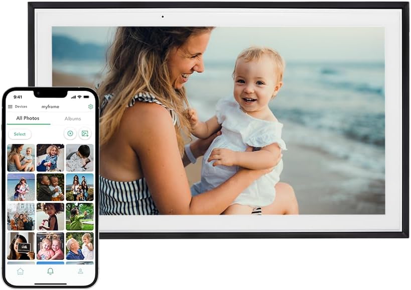 Skylight Digital Picture Frame - WiFi Enabled with Load from Phone Capability, Touch Screen Digital Photo Frame Display - Customizable Gift for Friends and Family - 15 Inch Black