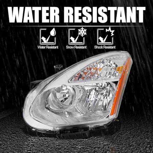 SPEC-D TUNING Chrome Housing Clear Lens Passenger Right Side Headlight Compatible with 2008-2013 Nissan Rogue Head Light Lamp Assembly
