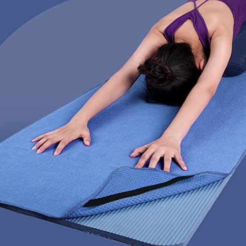 POLYTE Microfiber Hot Yoga Towel Mat with Non-Slip Silicone Grip and Secure Fit Elastic Straps, 24 x 72 in (Purple)