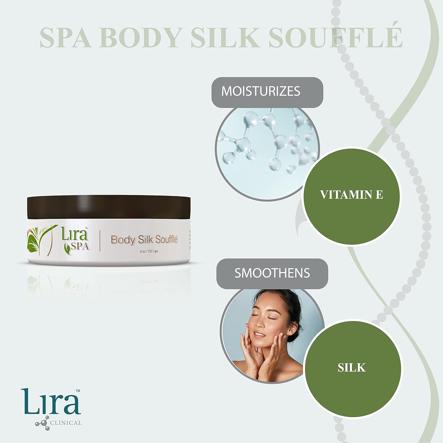 Lira Clinical SPA Silk Soufflé - Nourishing & Hydrating Body Cream Moisturizer with Plant Stem Cells, Vitamin C & E and Botanical Oils - Softens & Hydrates Skin - For All Skin Types - 6 fl oz