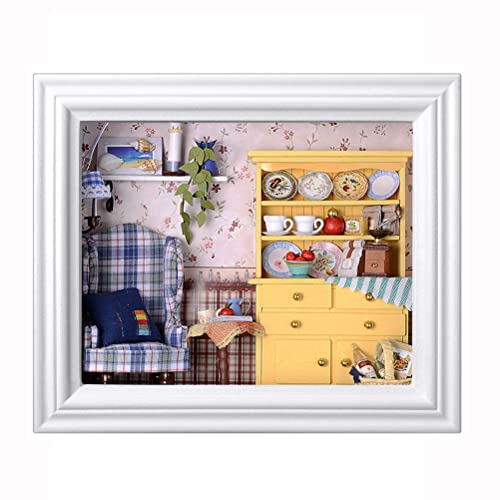 Kisoy Dollhouse Miniature with Furniture Kit, Handmade Frame Style DIY House Model for Teens Adult Gift (A Midsummer Afternoon)