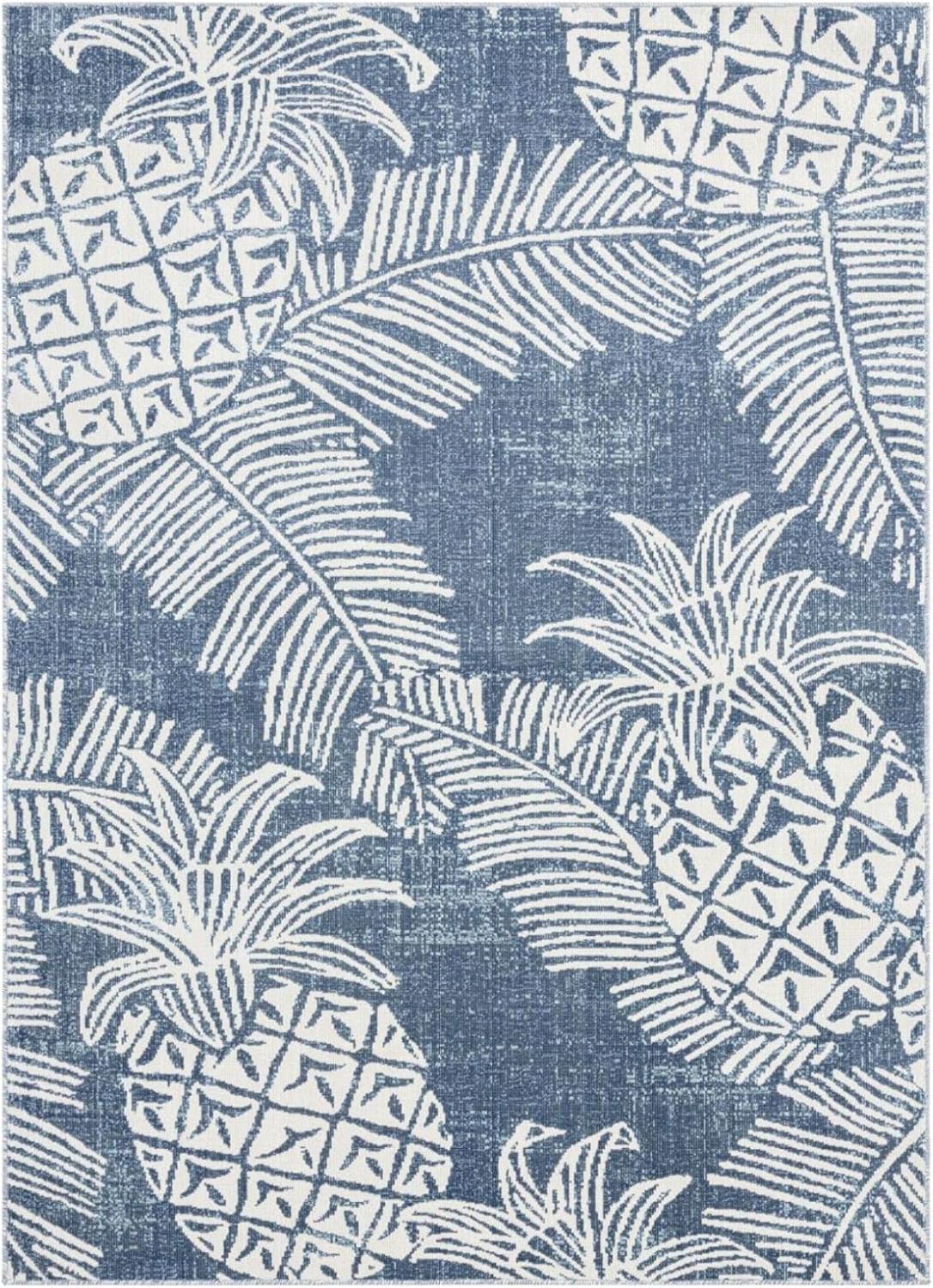 Tommy Bahama Malibu Pineapple Coastal Indoor/Outdoor Area Rug, Navy/Ivory, 7'10