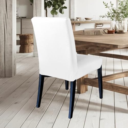 100% European Linen Cotton Slipcover, Compatible with IKEA Henriksdal Dining Chair, Solid White - Set of 2