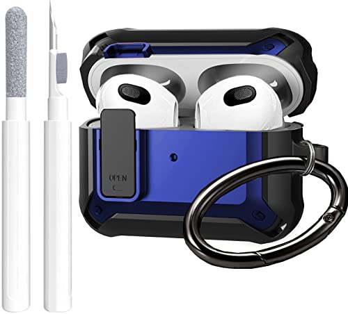 Airpods 3rd Generation Case Cover Clear Men Lock Clip, GARTOO Protective Case Compatible with Air Pod 3rd Gen for Women Girls Kids, Clear