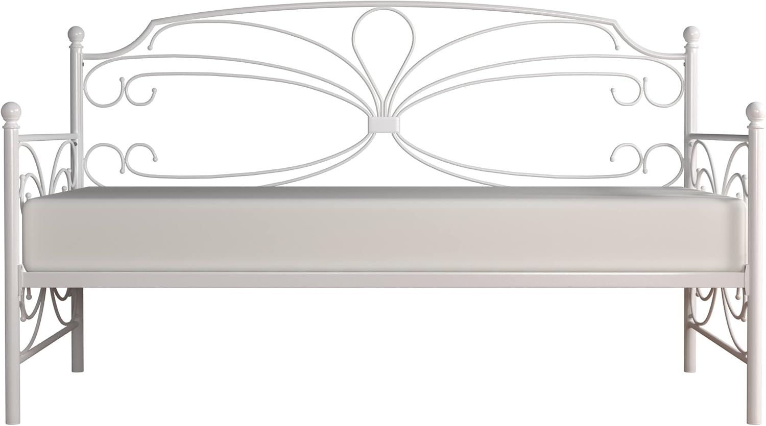 Hillsdale, Anslee Whimsical Scroll Metal Complete Twin Daybed with Trundle, White