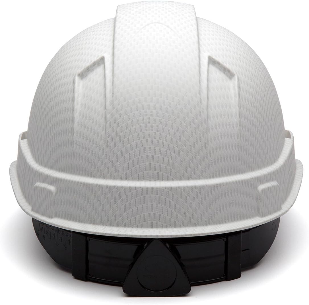 Pyramex Ridgeline Cap Style Hard Hat, 4-Point Ratchet Suspension, Matte White Graphite Pattern