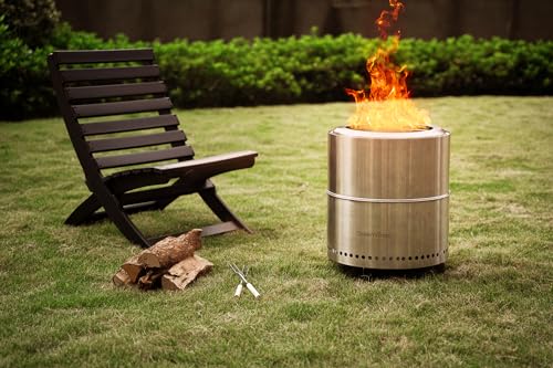 Smokeless-Fire-Pit | 15-Inch | 304 Stainless-Steel-Firepit | Portable Outdoor Pits with Stand for Camping | Bag & Sticks & Holders | Solo Wood Burning Bonfire | Low Smoke Stove