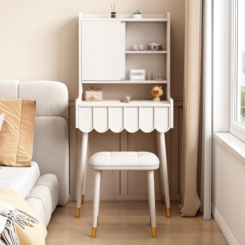 Vanity Desk Cream Style Dressing Table, Modern Dressing Table in Bedroom, Simple and Light Luxury Dressing Table Bedroom Makeup Table