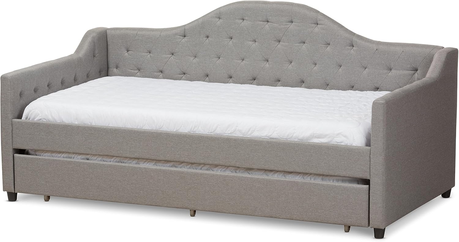 Baxton Studio Peola Modern Fabric Daybed with Trundle, Twin