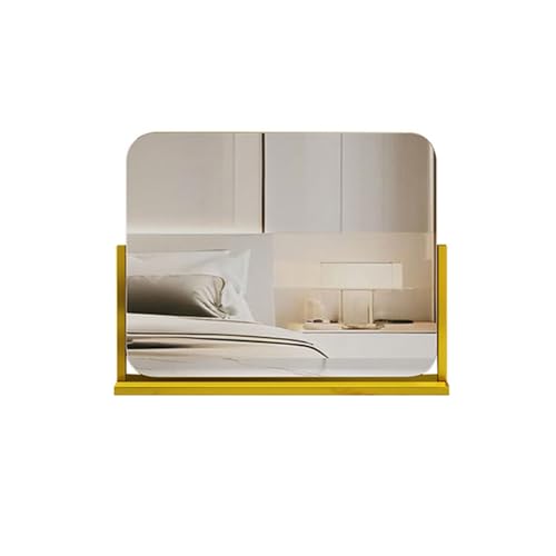 European Portable Vanity Mirror, Square Rotating Dressing Mirror Desktop High-Definition Makeup Mirror for Makeup Desk, Bedroom, Dressing Room,Gold