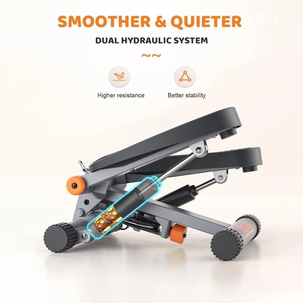 Compact Hydraulic Mini Stepper with Resistance Bands