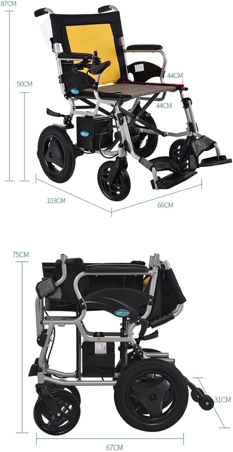 Lightweight Electric Wheelchair, Folding Portable Travel Transport Scooter, Designed for Comfortable Safe Travel, Front and Rear Dual Control