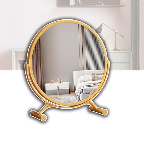 Smart Dressing Table Mirror, Desktop LED Makeup Mirror Rotating Desktop Makeup Mirror with Light for Makeup Desk, Bedroom, Dressing Room, 42 * 43 * 10cm,White