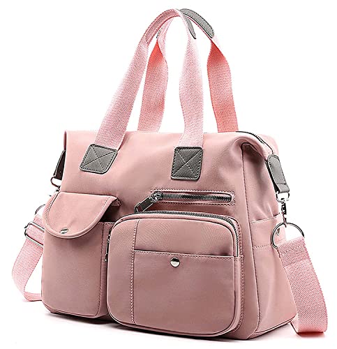 Women Utility Tote Bag Teacher Purses and Handbags for Nurse Waterproof Nylon Multi Pocket Shoulder Bag Work Tote Bag