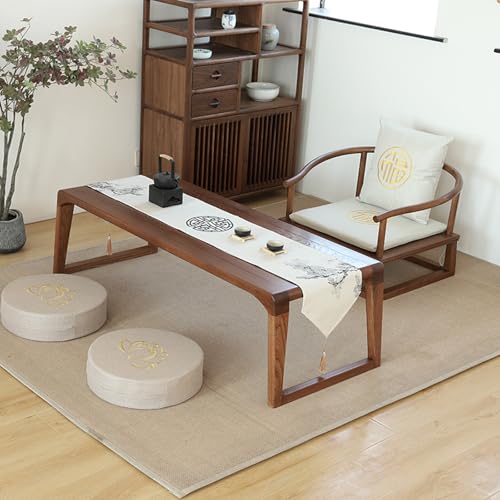 Japanese low table,Japanese floor table,Low table for sitting on The floor,made of solid wood, strong, stable, no assembly required, suitable for living room, bedroom and other scenes.(Waln