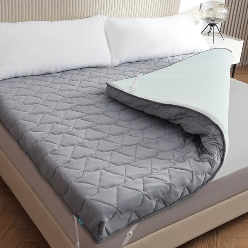 3 Inch Gel Cooling Memory Foam Mattress Topper King Size Bed, Cool Mattress Pad with Removable Knitted Cotton Cover for Back Pain Pressure Relief, CertiPUR-US and OEKO-TEX Certified, Gray