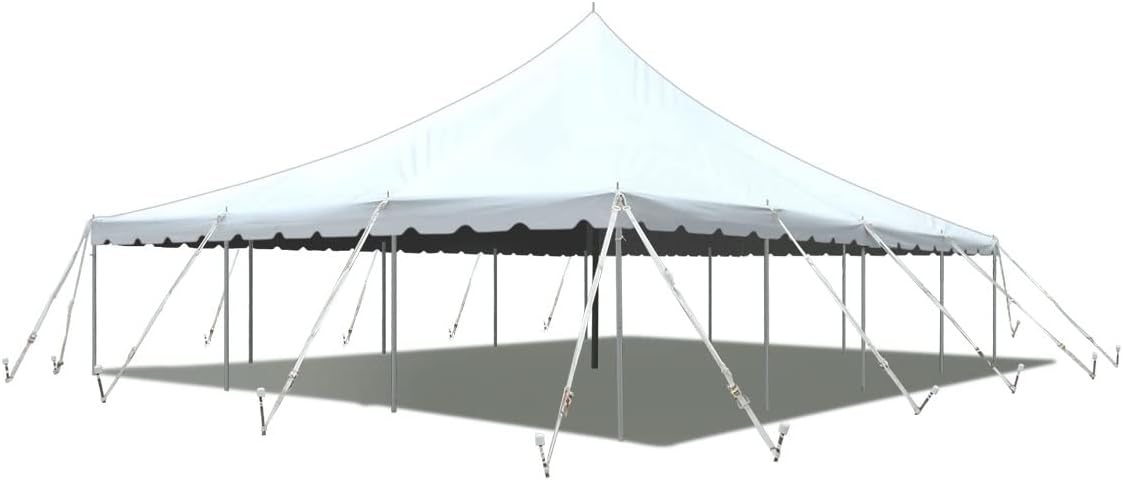 TentandTable 30' x 40' Premium Canopy Tent, White, Outdoor Pole Tent, 200 Person Capacity for Parties, Weddings, Events, Commercial and Residential Use, Large Heavy Duty Vinyl Canopy Tents
