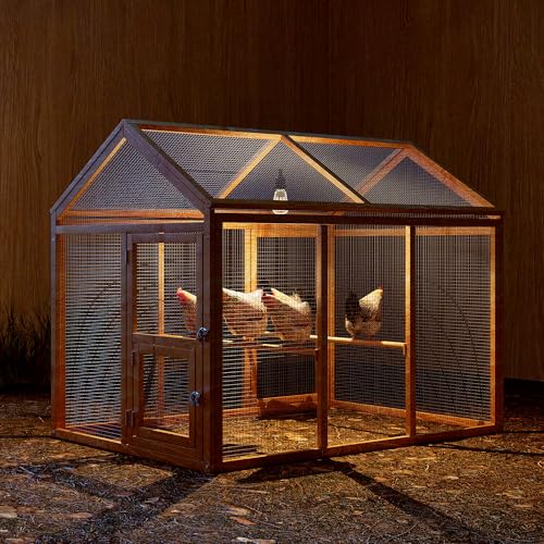 Magshion Outdoor Chicken Coops Poultry Pet House with Roosting Bar, Wooden Rabbit Hutch Hen House Pet Cage for Outside Inside Garden Farm, 55