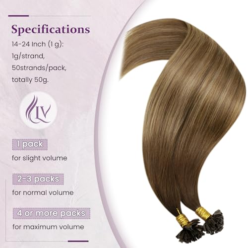 LaaVoo U Tip Hair Extensions Human Hair Platinum Blonde Utip Hair Extensions Human Hair Hot Fusion Blonde K Tip Hair Extensions Real Human Hair Pre Bonded Keratin Hair Extensions 14 inch 50g/50s