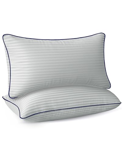 Bed Pillows for Sleeping King Size, Set of 2- Cooling, Luxury Hotel Quality with Premium Soft Down Alternative Filling for Back, Stomach or Side Sleepers, Light Grey
