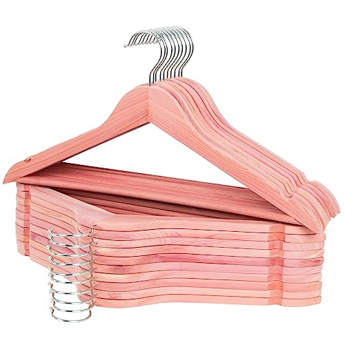 Cedar Hangers for Closet 20 Pack, Wooden Hangers with Smooth Notches, Sturdy Cedar Wood Coat Hangers with 360 Rotating Hook Great for Refresh Closet