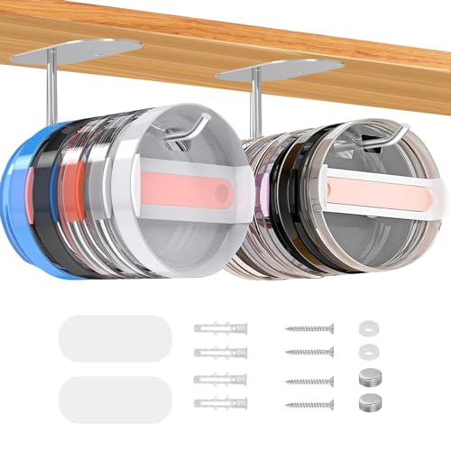 Luvenia 2PCS Tumbler Lid Organizer, Safety Stainless Steel No Drilling Space-Saving Design, Slim Storage for Up to 8 Lids, Clutter-Free Kitchen Cabinets