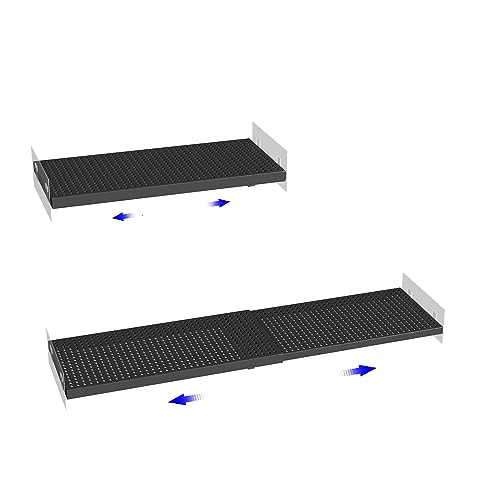 Expandable Closet Shelf Organizer, Adjustable Shelves, Extendable Storage Shelving Rack Divider for Cabinet Pantry Wardrobe Cupboard Kitchen Bathroom Shoe, White Large Set of 2