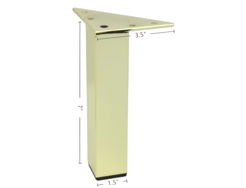 Metal Furniture Legs, Metal Feet, 7 Inch Chrome Square Legs Modern DIY Sofa Couch Cabinet Vanity Night Legs 4pc