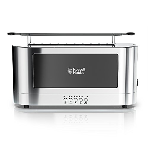 Russell Hobbs TRL9300GYR 2-Slice Glass Accent Long Toaster, Silver & Stainless Steel