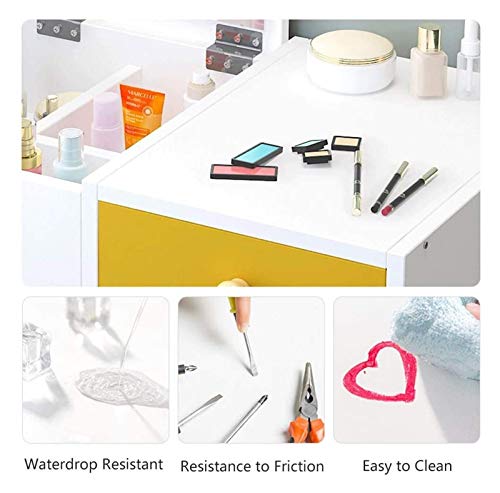 Luxury Dressing Vanity Table w/Stool for Bedroom, Small Dressing Table with Flip Top Mirror,2 Drawers, Storage Organizer Mini Makeup Vanity Desk(Natural-a,60x40x36cm)