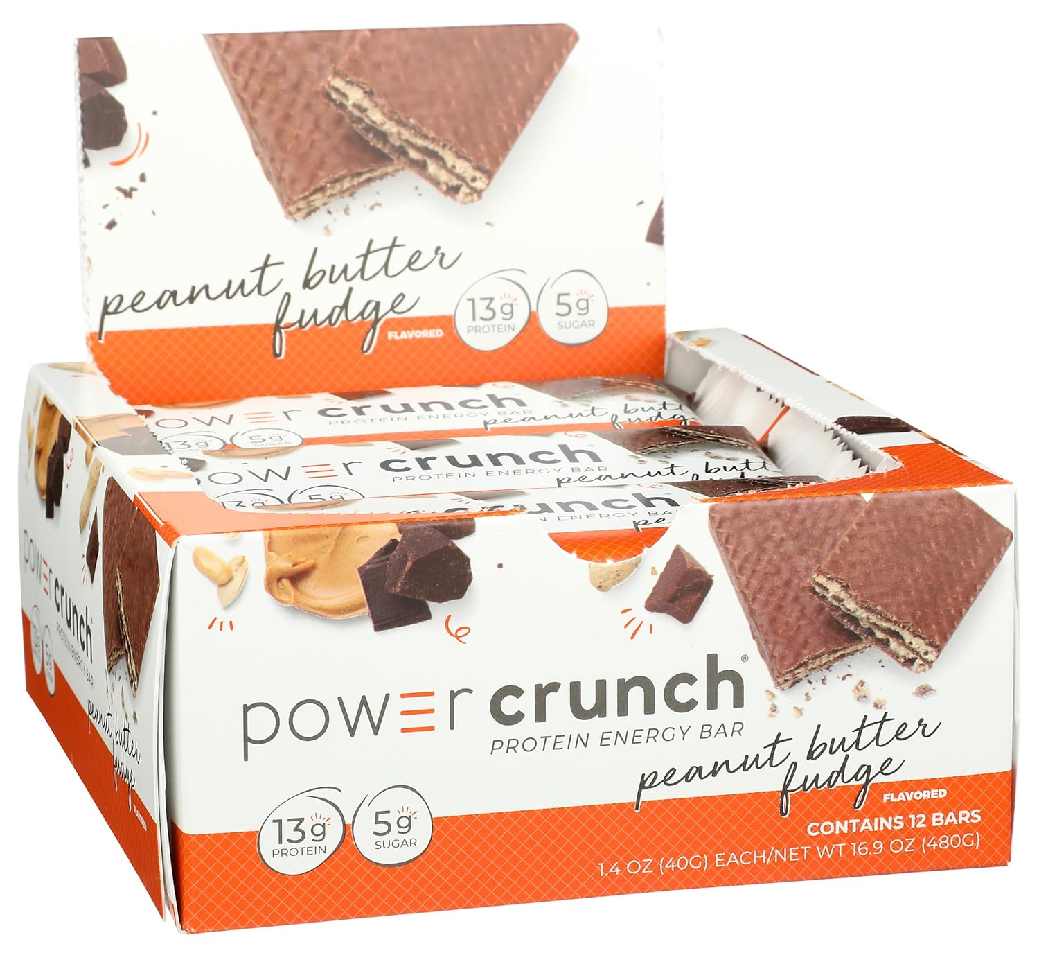 Power Crunch Peanut Butter Fudge Protein Energy Bar, Easy To Digest, High In Protein, 40 Grams (Pack Of 12)