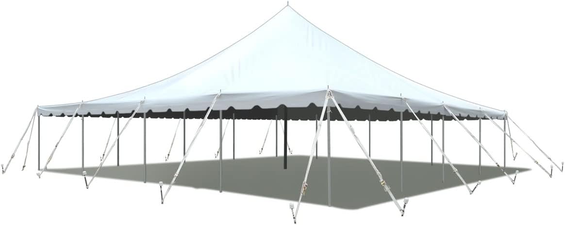 TentandTable 40' x 40' Canopy Tent, White Outdoor Party Pole Tent, 320 Person Capacity for Parties, Wedding, Events, Commercial and Residential Use, Large Heavy Duty, Waterproof Vinyl Canopy Tents