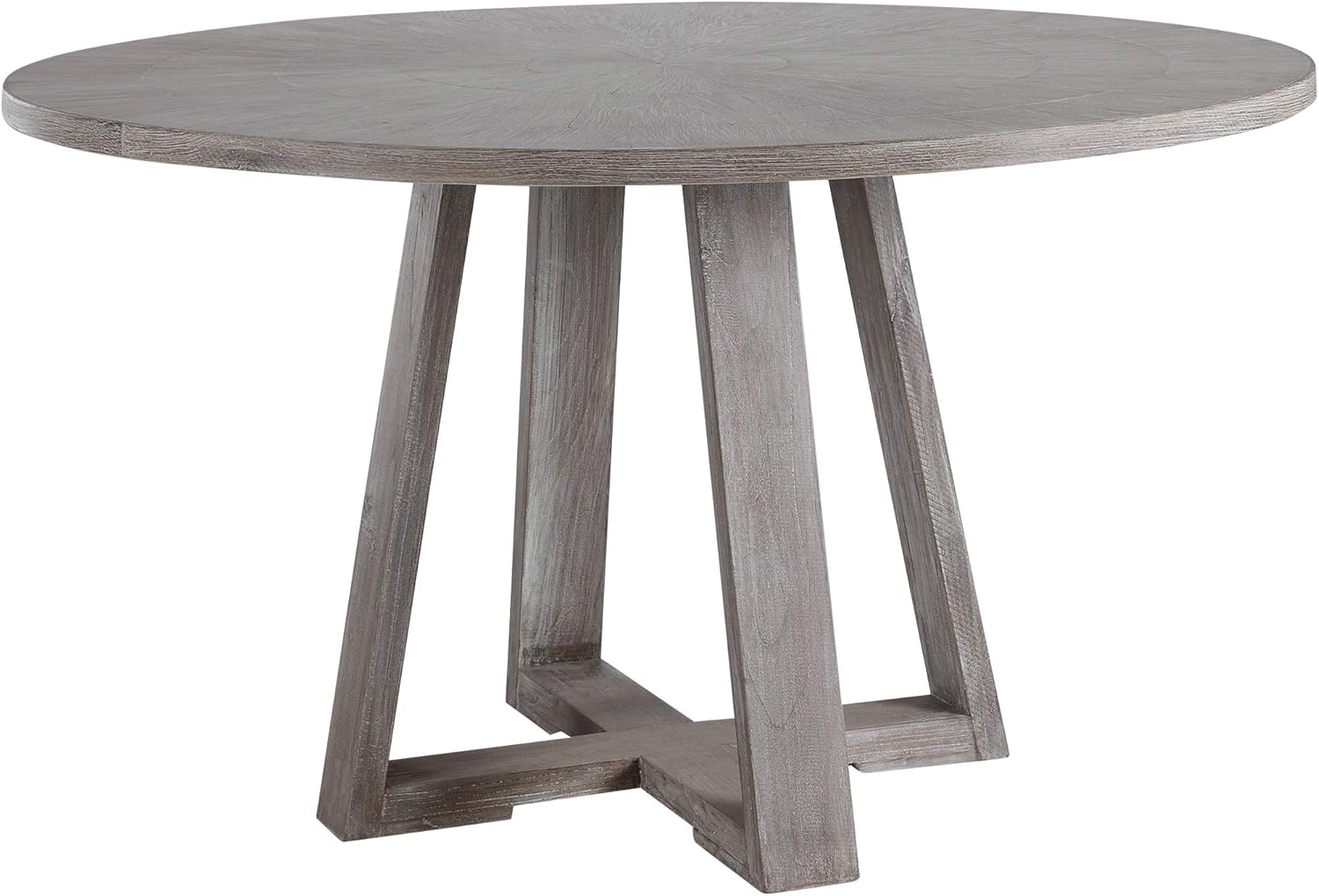 MY SWANKY HOME Luxe Gray Oak Elm Wood Dining Table Scandi Style 6 Seat Trestle Round 52 in