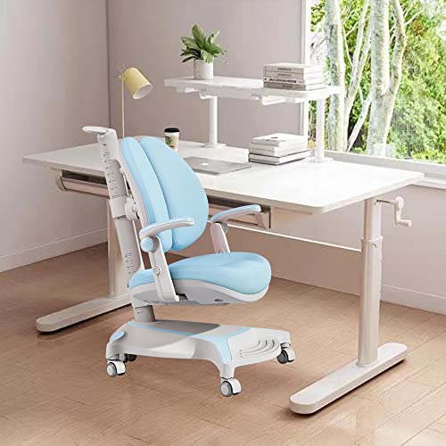FCD Kids Study Desk with Chair, Wood Ergonomic Multi Function Adjustable Desk and Chair, Drafting Table and Computer Station for Children 5-18