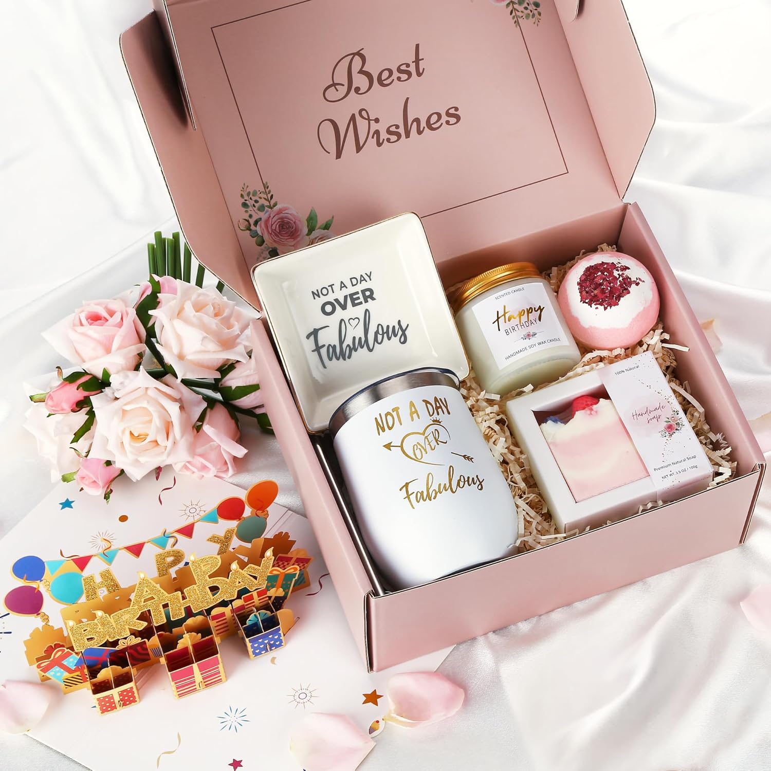 Birthday Gifts for Women, Happy Birthday Gift Boxes Ideas for Women, Her, Mom, Mother, Sister, Female Friend, Coworker, Girlfriend, Daughter, Best Unique Spa Baskets Kit for Women Who Have Everything