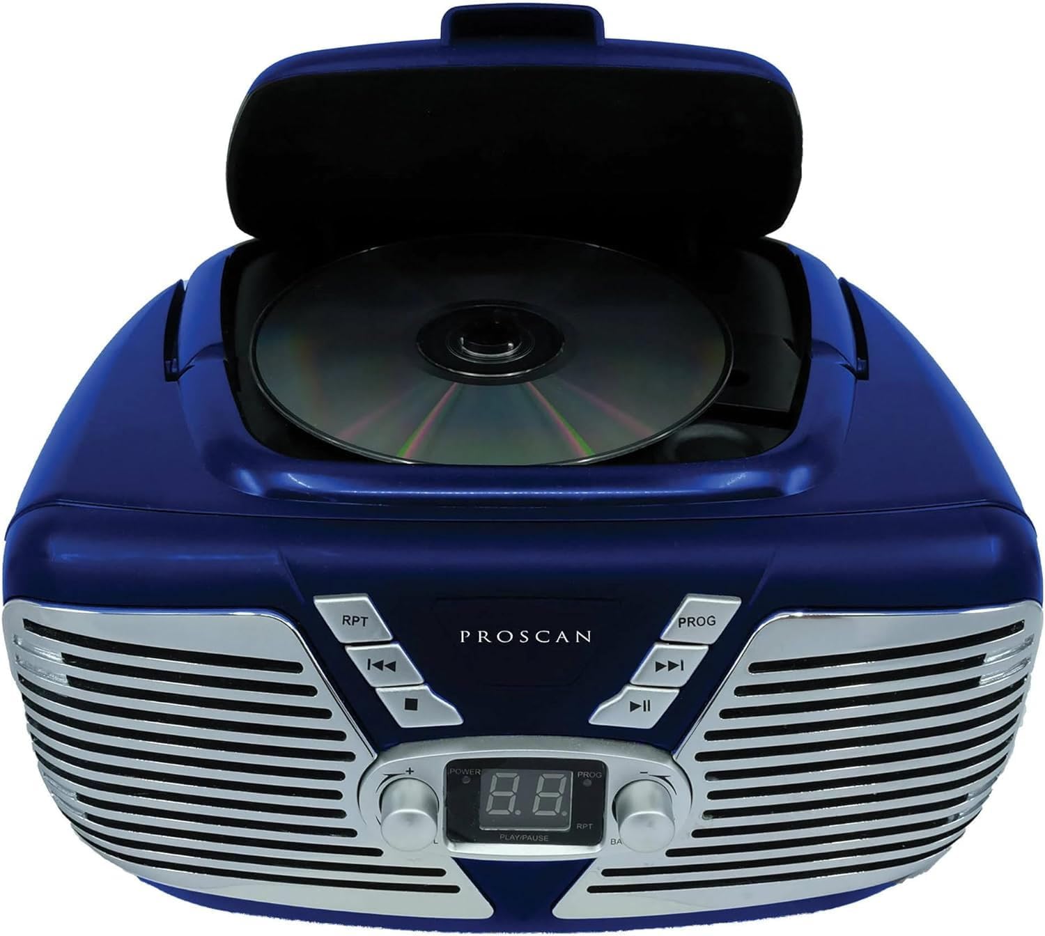 Retro CD Player - Portable Radio Boombox CD Player AM/FM Radio CD/CD-R/CD-RW Disc CD Player AUX Input AC Powered or Battery Operated (Blue)